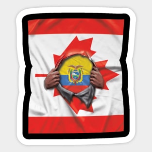 Ecuador Flag Canadian Flag Ripped - Gift for Ecuadorian From Ecuador Sticker